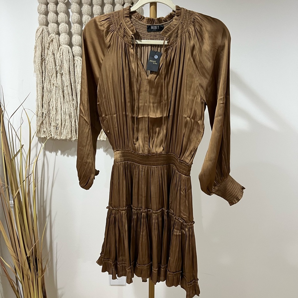 RESET Long Sleeve Brown Dress